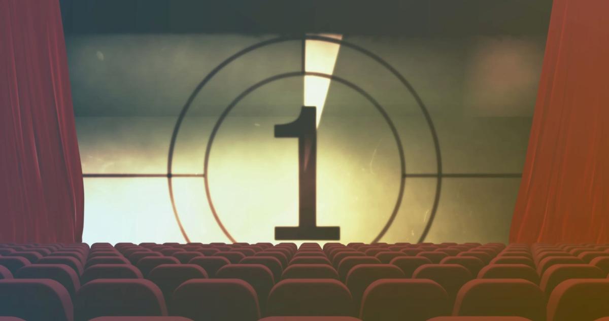 aftelscherm van een oude film in een bioscoop