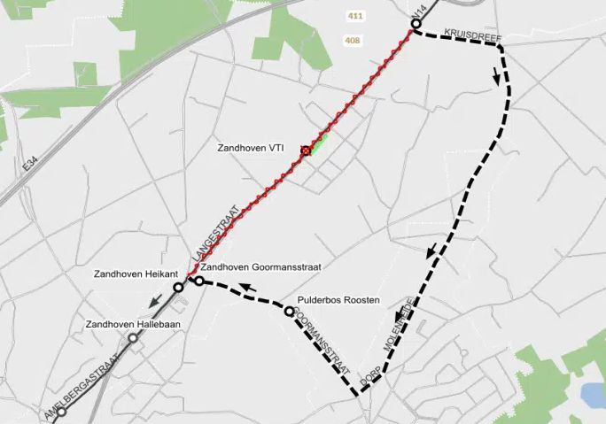 omleiding op N14 in Zandhoven