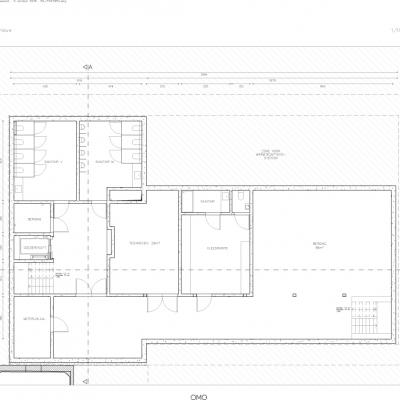 plan nieuwe dorpszaal en pastorij Halle