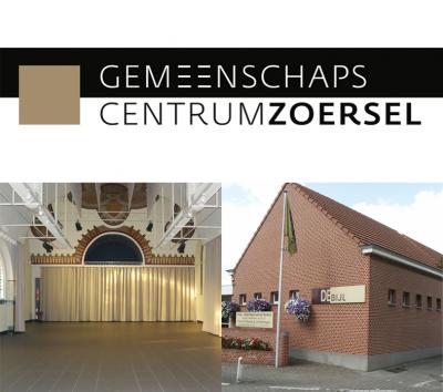 logo gemeenschapscentrum Zoersel met beeld van de Kapeel en de Bijl