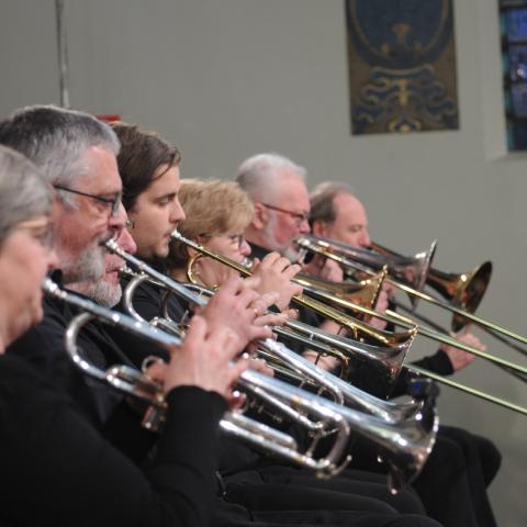 De sectie trompetten en trombones